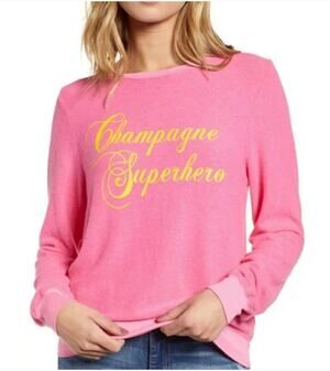 NWT new Wildfox Champagne Superhero Crewneck size large L